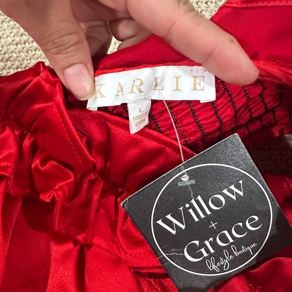 New🔥🔥Karlie Red Ruffled Tiered Cocktail Dress - Picture 8 of 9